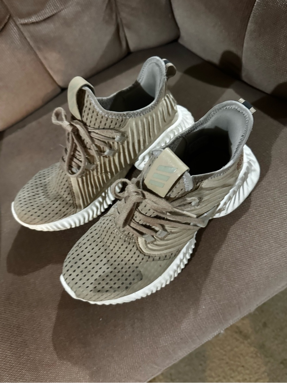 adidas Originals Brown Knit Athletic Sneakers with White Sole
